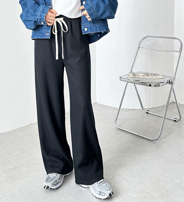 GeeRA（ジーラ）の「ふわふわあったか！裏起毛リブワイドパンツ（フルレングスパンツ）」｜詳細画像