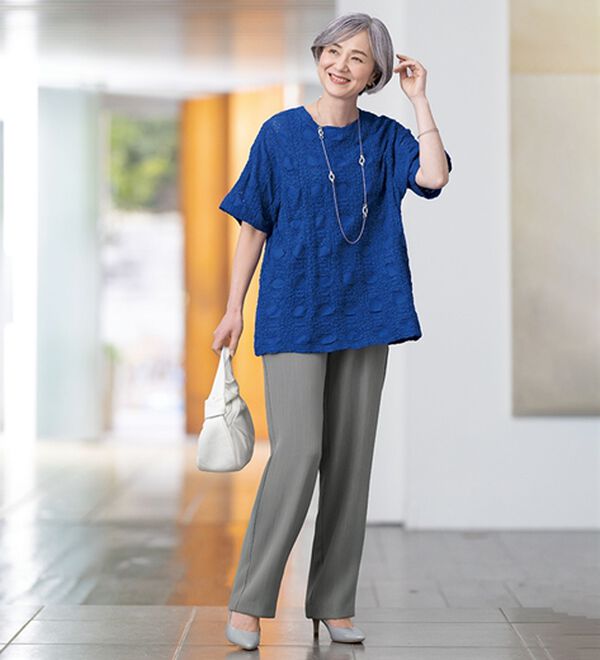 ルフラン（ルフラン）の「【３本組】爽やか素材ドレープパンツ＜フローレル＞（フルレングスパンツ）」｜詳細画像