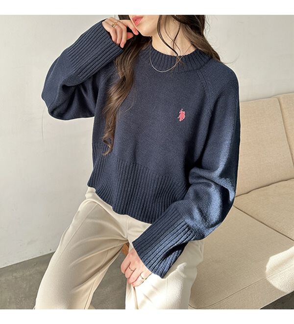 GeeRA（ジーラ）の「【ＵＳ．ＰＯＬＯ　ＡＳＳＮ】ショート丈ニット（ニット・セーター）」｜詳細画像