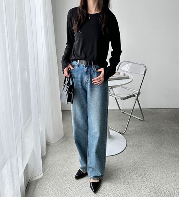 GeeRA（ジーラ）の「袖レーススラブシアーカットソー（カットソー）」｜詳細画像