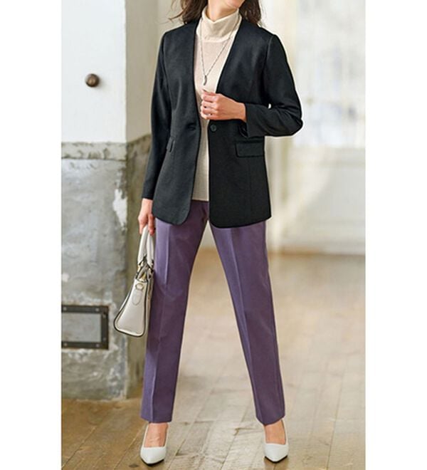 BELLUNA（ベルーナ）の「＜楽スタフィット＞ノーカラージャケット（ノーカラージャケット）」｜詳細画像