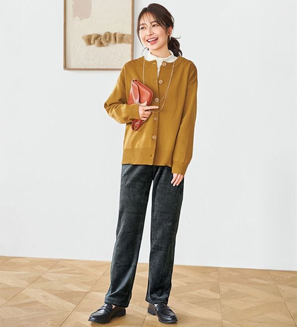 BELLUNA（ベルーナ）の「ふんわりなめらか裏ベロアパンツ（フルレングスパンツ）」｜詳細画像