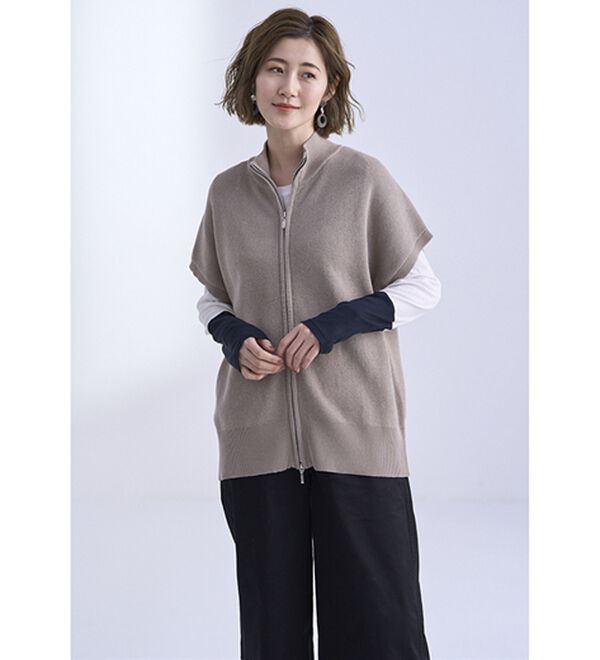 BELLUNA（ベルーナ）の「綿１００％ダブルジップニットベスト（ベスト）」｜詳細画像
