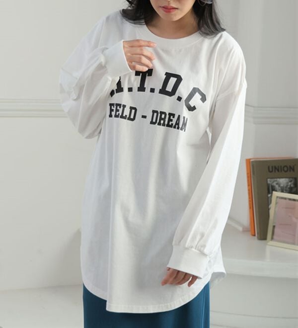 A HAPPY MARILYN（アハッピーマリリン）の「【Ｌ～８Ｌ／選べるデザイン】綿１００％ロングＴシャツ（Tシャツ）」｜詳細画像