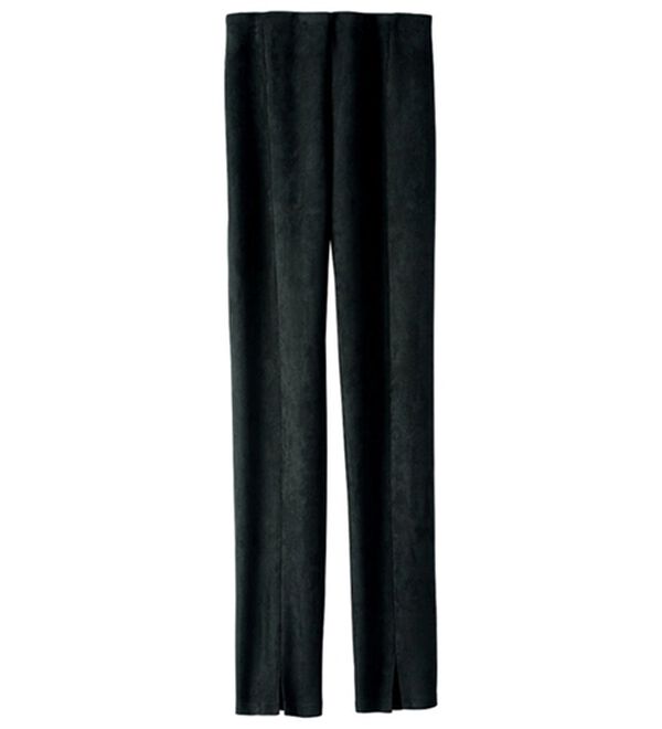 BELLUNA（ベルーナ）の「スエード調裾スリットパンツ（フルレングスパンツ）」｜ブラック