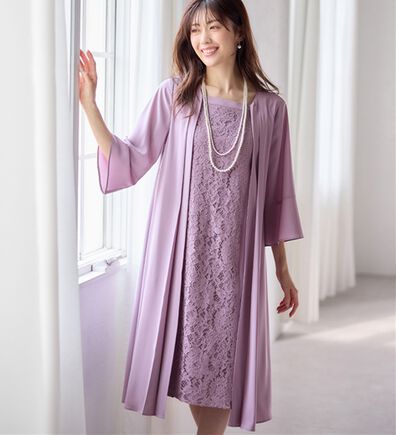 alotta（アロッタ）の「華やかレース使いアンサンブル風ワンピース（ワンピースセットスーツ）」