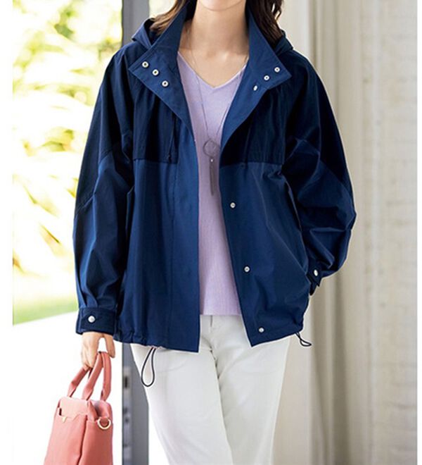 ルフラン（ルフラン）の「お出かけに便利な配色パーカー（ハーフコート）」｜詳細画像