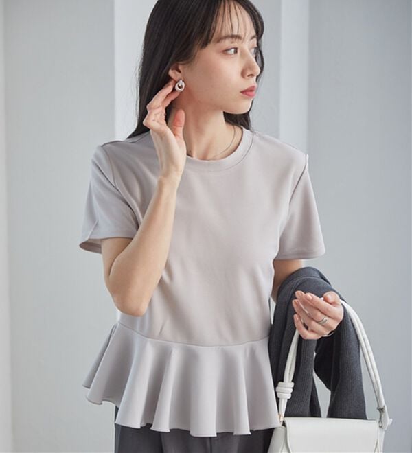 RANAN（ラナン）の「【ひんやり・ＵＶ】異素材切替ペプラムプルオーバー（カットソー）」｜詳細画像