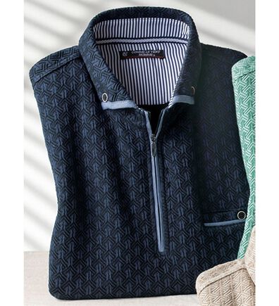 「＜コムルヴァン・オム＞ジオメトリックデザインハーフジップトレーナー（メンズトレーナー）」