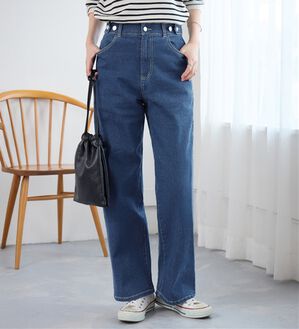 Viola e Viola（ヴィオラ エ ヴィオラ）の「【ストレッチ】隠しゴムで見た目すっきり楽ちんデニム（フルレングスパンツ）」｜ブルー