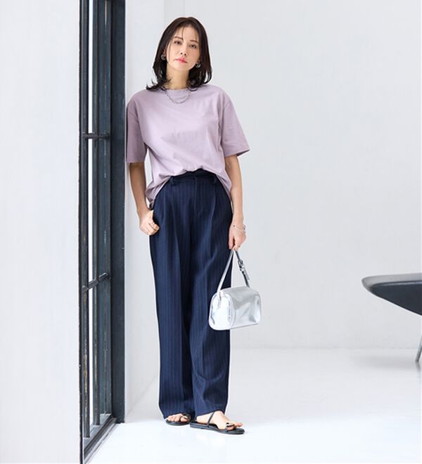 BELLUNA（ベルーナ）の「【汗ジミ対策◎】＜エアリーアイスコットン＞オーバーサイズＴシャツ【選べる袖丈】（カットソー）」｜詳細画像