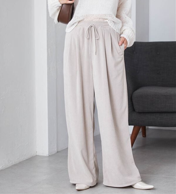 RANAN（ラナン）の「リブタックワイドイージーパンツ（その他パンツ）」｜アイボリー