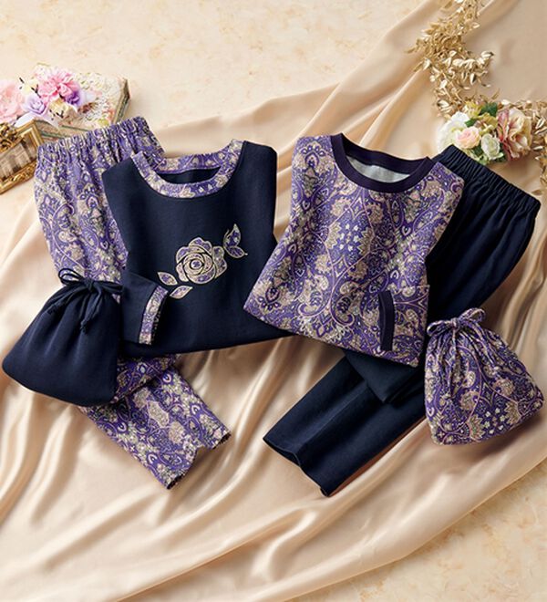 ルフラン（ルフラン）の「【２着組】綿１００％華やぎトラベルパジャマ（パジャマ・ルームウェア）」｜2着組