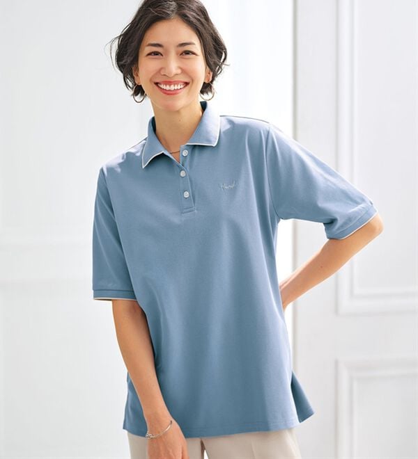 BELLUNA（ベルーナ）の「多機能付配色刺しゅうポロシャツ（カットソー）」｜詳細画像