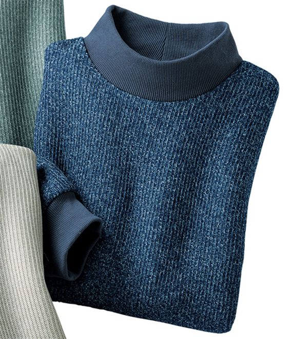 「ニット風トレーナー（メンズトレーナー）」｜ミックスネイビー