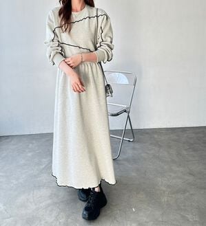 GeeRA（ジーラ）の「配色メロー裏起毛スウェットワンピース（カットソーワンピース）」｜オートミール