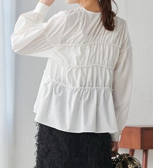 RANAN（ラナン）の「フロントリボンギャザーシャツ（シャツ）」｜ホワイト