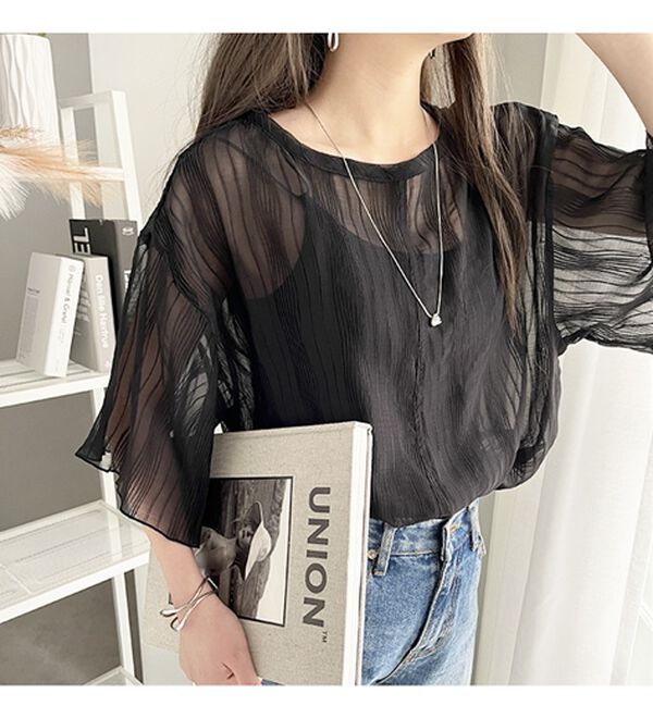 GeeRA（ジーラ）の「前後２ＷＡＹシアーＴシャツブラウス（ブラウス）」｜詳細画像