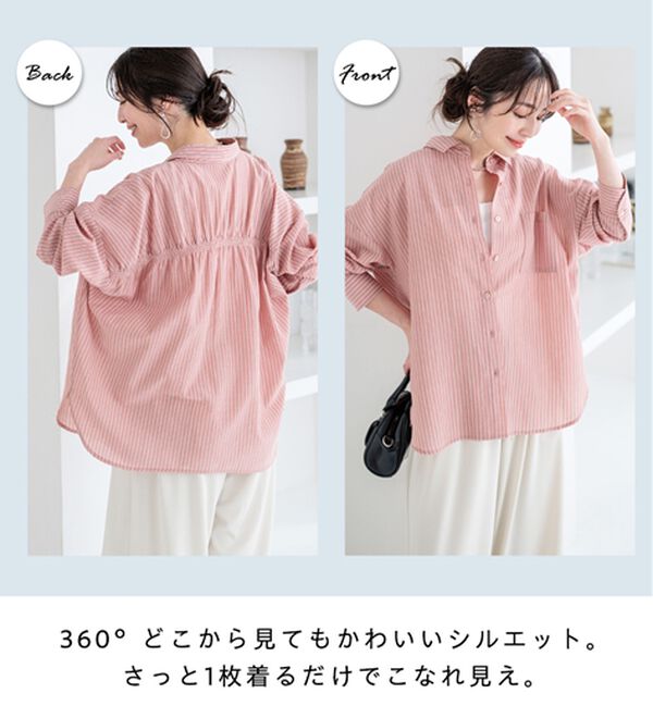 BELLUNA（ベルーナ）の「【快適Ｌａｂ．】シワになりにくい！バックシャーリングデザインシャツ（シャツ）」｜詳細画像