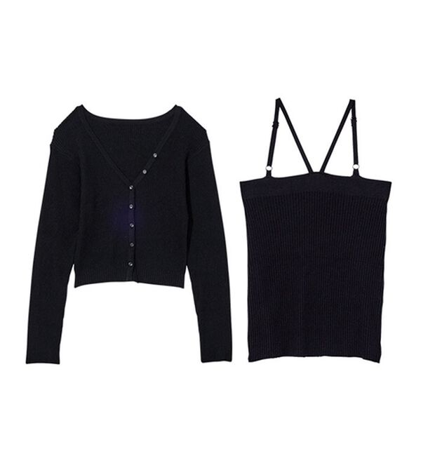 GeeRA（ジーラ）の「もちっと柔らかニットカーディガン＆キャミＳＥＴ（アンサンブル）」｜詳細画像