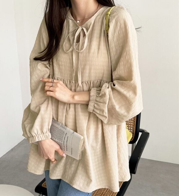 GeeRA（ジーラ）の「前後２ＷＡＹリボンペプラムチュニック（チュニック）」｜詳細画像