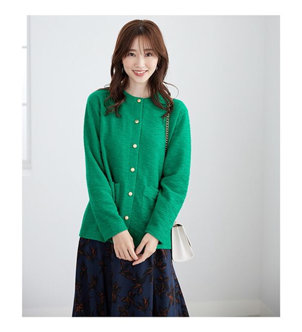 BELLUNA（ベルーナ）の「ラクなのにきちんと見え！カットツイード素材カーディガン（その他カーディガン）」｜詳細画像