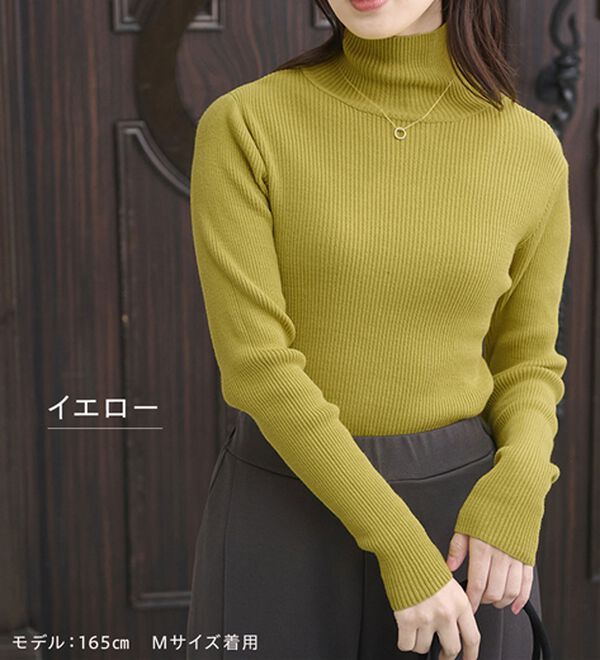 BELLUNA（ベルーナ）の「ハピネスコットン１００％&times;吸湿発熱リブタートルニット＜＆ｃｏｃｏｃｈｉ＞（ニット・セーター）」｜詳細画像