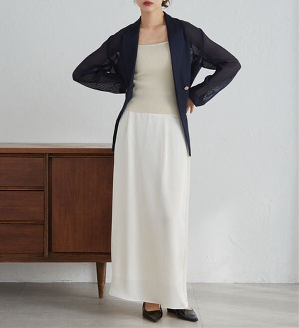 RANAN（ラナン）の「エンボスサテンナロースカート（ロングスカート）」｜詳細画像