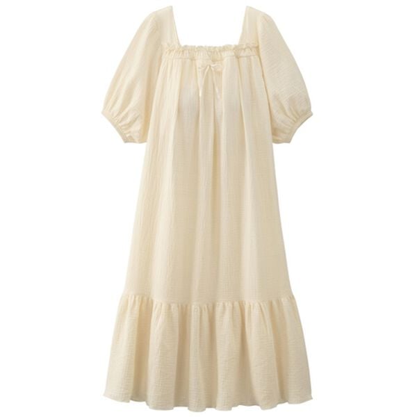 YU'NOW（ユナウ）の「【カップ付】Ｗガーゼの湯上りワンピース（パジャマ・ルームウェア）」｜詳細画像