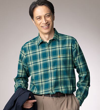 「＜ゴールデンベア＞ビエラチェックネルシャツ（メンズシャツ）」