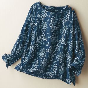 BELLUNA（ベルーナ）の「綿混ふんわりダブルガーゼプリントブラウス（ブラウス）」｜詳細画像