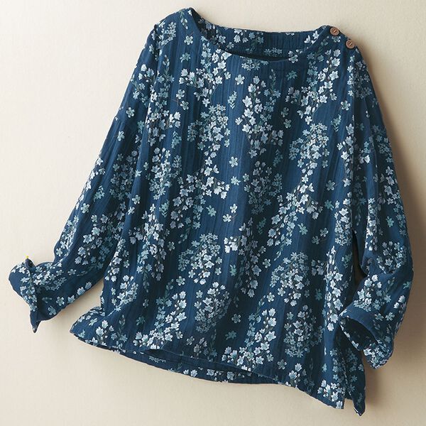 BELLUNA（ベルーナ）の「綿混ふんわりダブルガーゼプリントブラウス（ブラウス）」｜詳細画像