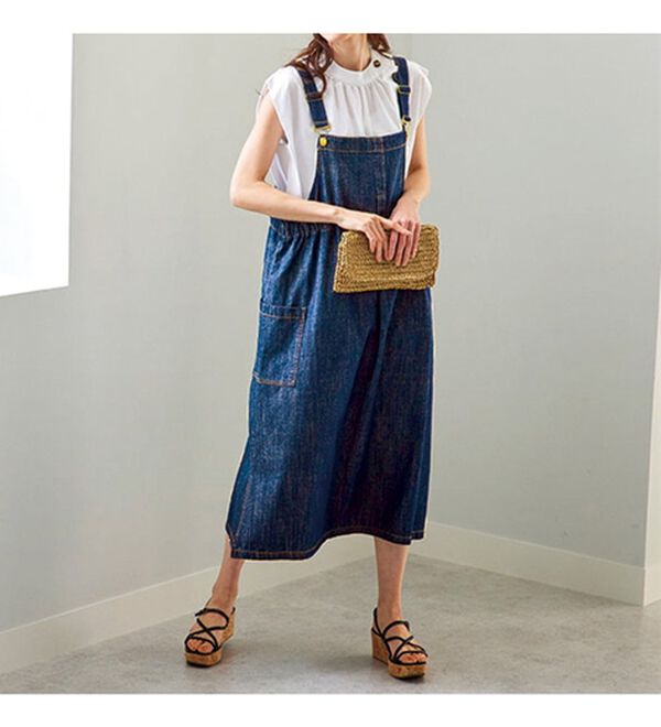 BELLUNA（ベルーナ）の「大人のデニム素材サロペット（ジャンパースカート）」｜詳細画像