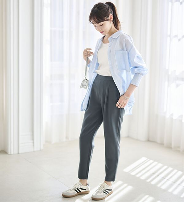 RANAN（ラナン）の「【選べる股下】ひんやり美脚シルエットタックパンツ（フルレングスパンツ）」｜詳細画像