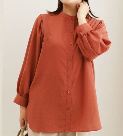 BELLUNA（ベルーナ）の「ビンテージ素材肩タックブラウス（ブラウス）」