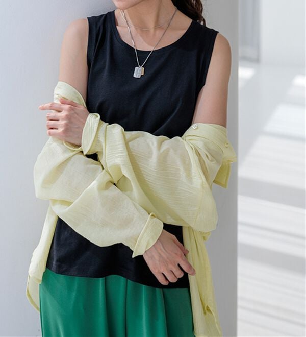 BELLUNA（ベルーナ）の「ヒンヤリ！綿１００％サマ見えタンクトップ（タンクトップ・キャミソール）」｜詳細画像