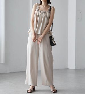 RANAN（ラナン）の「フリルデザインキャミセットアップ（ワイドパンツ・ガウチョ）」｜詳細画像