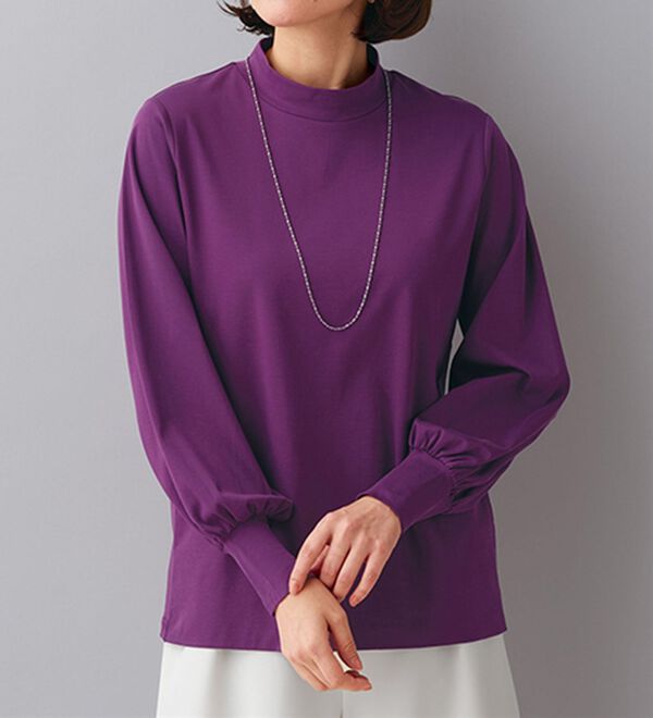 BELLUNA（ベルーナ）の「艶やかコットン１００％プルオーバー（カットソー）」｜ラズベリー