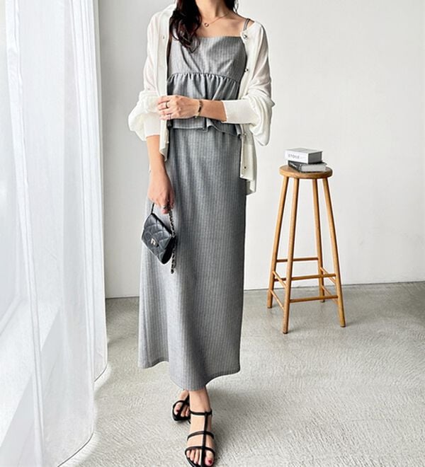 GeeRA（ジーラ）の「楽ちん！ペプラムキャミワンピース（カットソーワンピース）」｜詳細画像