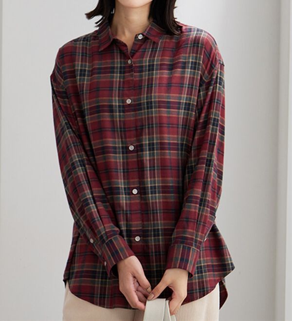 BELLUNA（ベルーナ）の「ゆったり快適チェック柄シャツチュニック（チュニック）」｜詳細画像