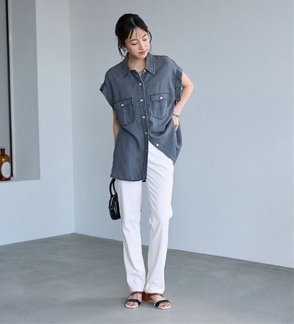 BELLUNA（ベルーナ）の「ヒンヤリ快適！接触冷感ニットデニムパンツ（フルレングスパンツ）」｜詳細画像