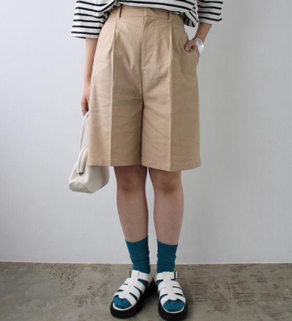 GeeRA（ジーラ）の「リネンライクハーフパンツ（その他パンツ）」｜ベージュ