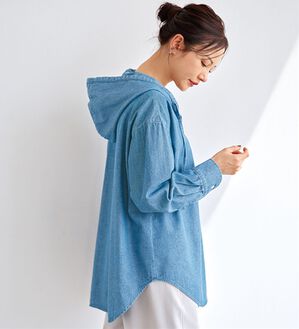 BELLUNA（ベルーナ）の「ゆったり楽ちん！ラフゆるシャツパーカー（シャツ）」｜デニム