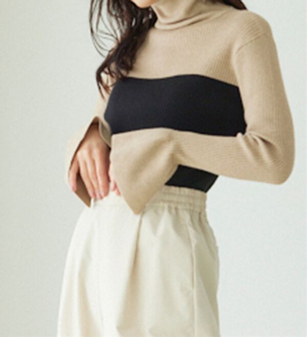 RANAN（ラナン）の「＜ムースタッチ＞洗える！バイカラータートルリブニット（ニット・セーター）」｜詳細画像