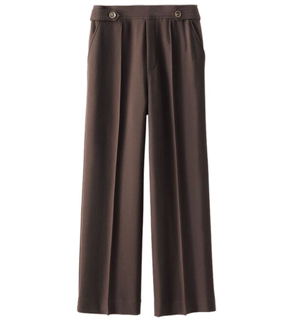 BELLUNA（ベルーナ）の「サマ見え（Ｗ）ストレッチ素材タブ使いワイドパンツ（ワイドパンツ・ガウチョ）」｜詳細画像