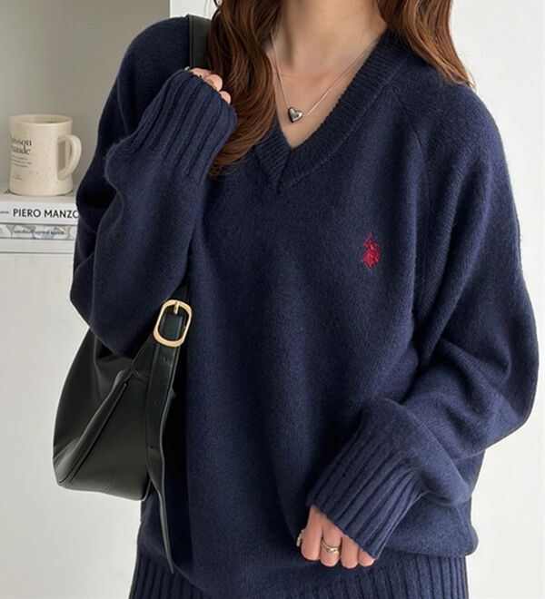 GeeRA（ジーラ）の「【Ｕ．Ｓ．ＰＯＬＯ　ＡＳＳＮ．】Ｖネックニット（ニット・セーター）」｜ネイビー