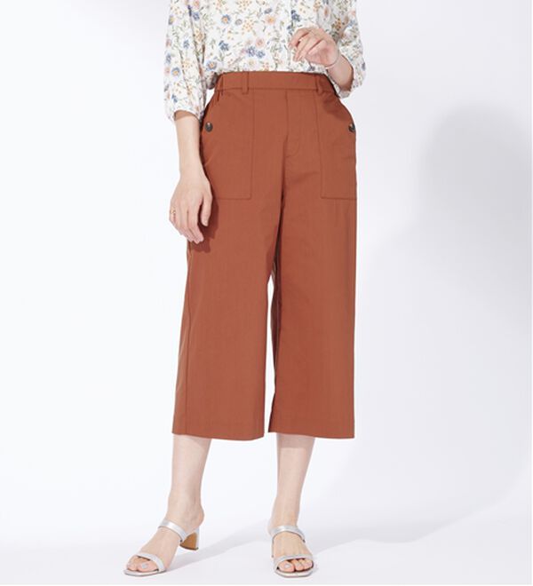 BELLUNA（ベルーナ）の「サラリ綿混ベイカーキュロットパンツ（その他パンツ）」｜テラコッタ