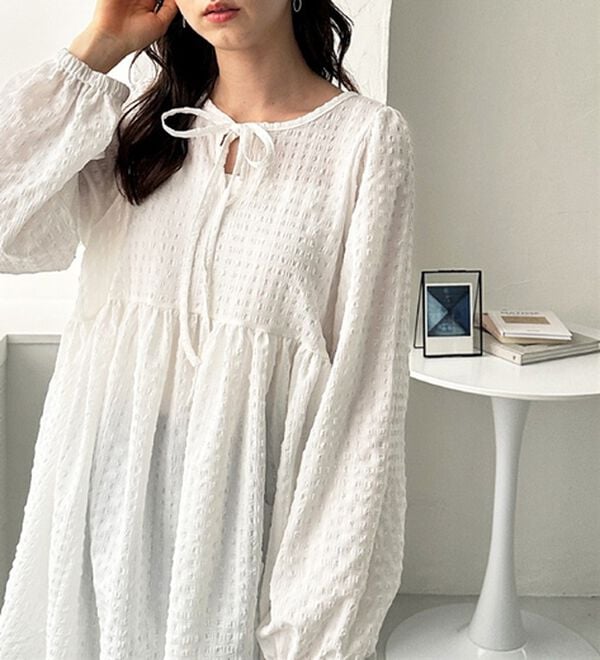 GeeRA（ジーラ）の「前後２ＷＡＹリボンペプラムチュニック（チュニック）」｜詳細画像