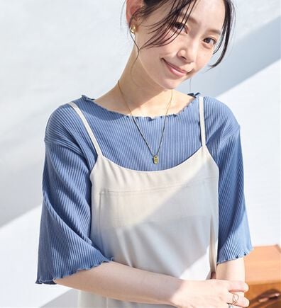 Viola e Viola（ヴィオラ エ ヴィオラ）の「【ひんやり／上品】リブメロウＴシャツ（カットソー）」