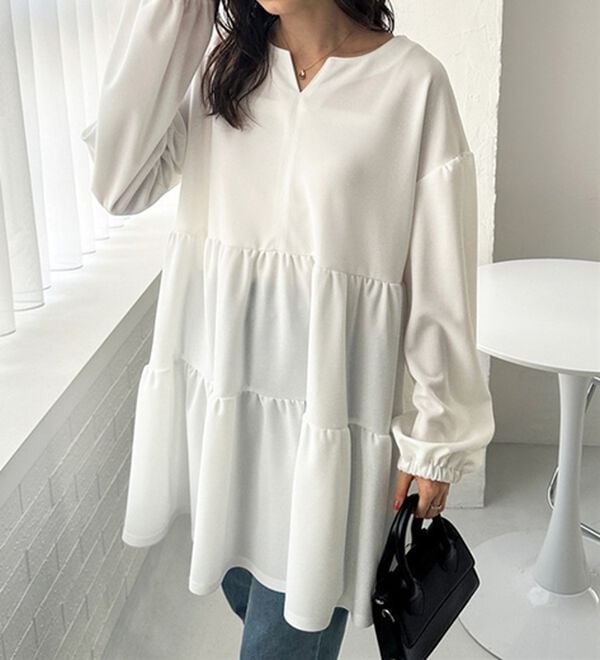 GeeRA（ジーラ）の「前後２ＷＡＹボリュームティアードブラウス（チュニック）」｜詳細画像